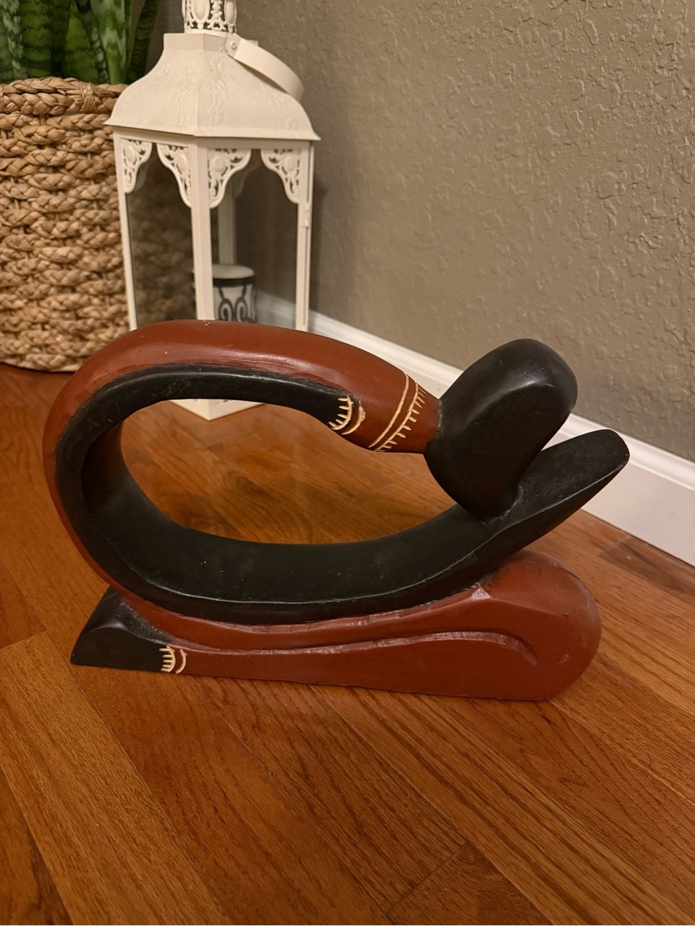 Handmade Wooden Sculpture Often Titled "Moment of Silence" or "Praying Woman